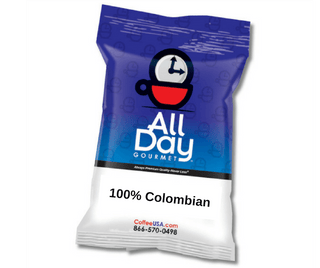 100% Colombian by All Day Gourmet 1.5 oz - 42 Count Pillow Pack - Coffee Wholesale USA