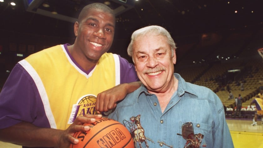 Magic Johnson and Jerry Buss