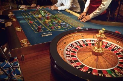 Roulette wheel and table